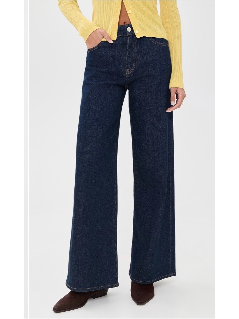 Wide Leg High-Rise Women's Jeans - Dark Indigo